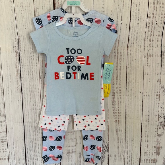 cutie pie dreamer Other - Kids  unisex Patriotic stars sunglasses flag 4 piece pajama set